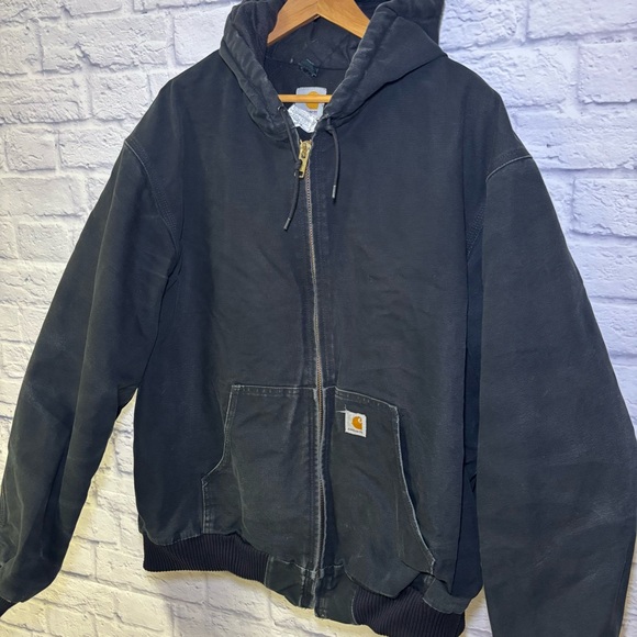 Carhartt Jacket Mens 2XL Tall Black J140 Loose Fit Quilted Hooded Duck Work - Picture 12 of 15